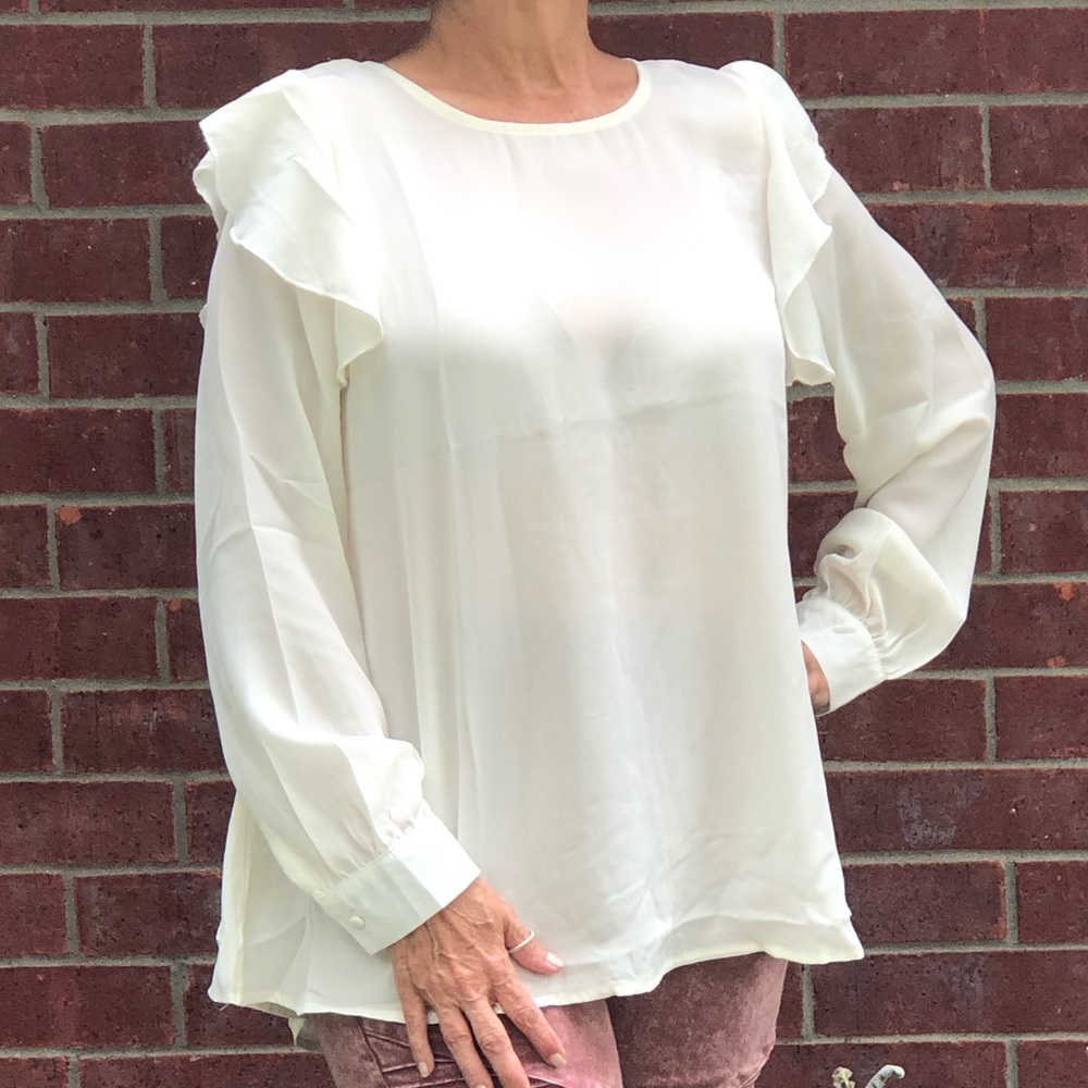 Ivory Ruffle Sleeve Blouse